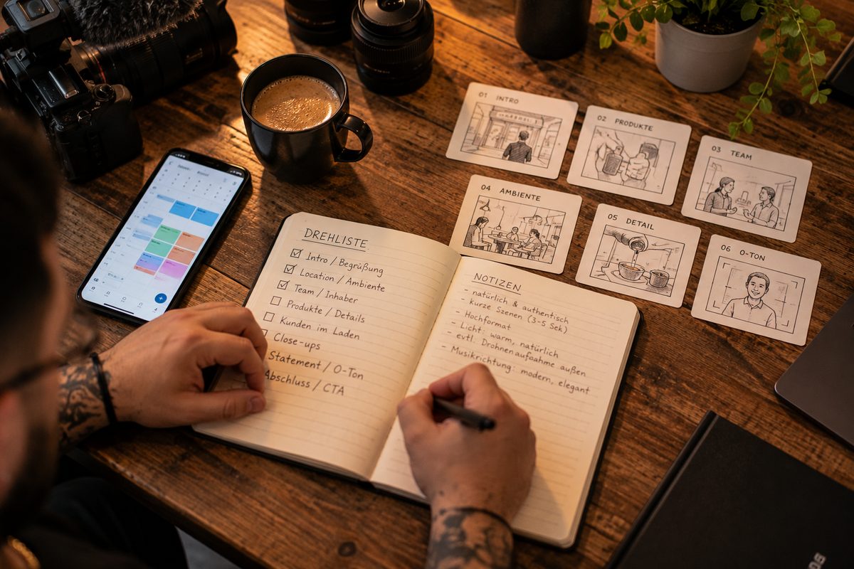 Drehliste und Storyboard für den Content-Plan